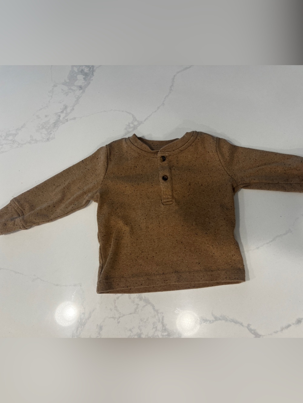 Janie and Jack Brown Speckled Long-Sleeve Henley Top